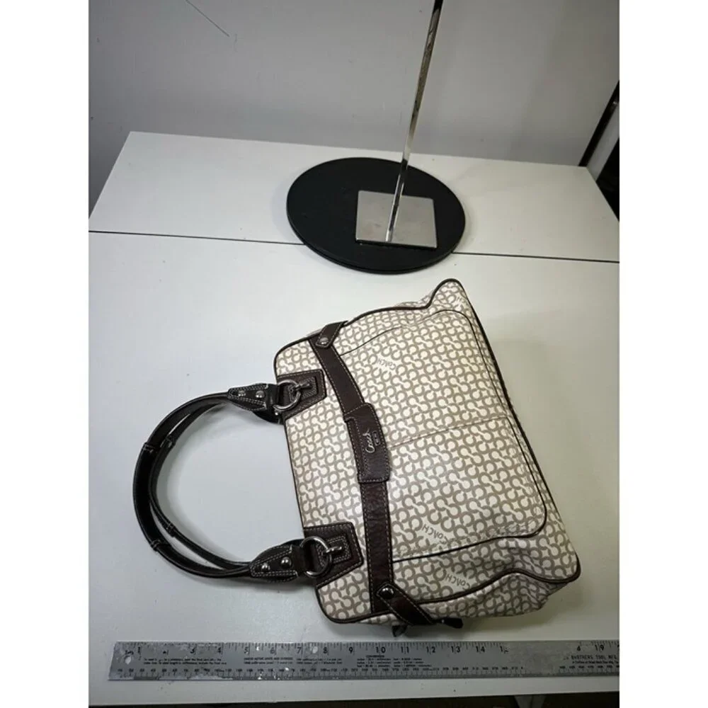 COACH Penelope Op Art Brown Leather Coated Canvas Satchel Shoulder Bag 13147
